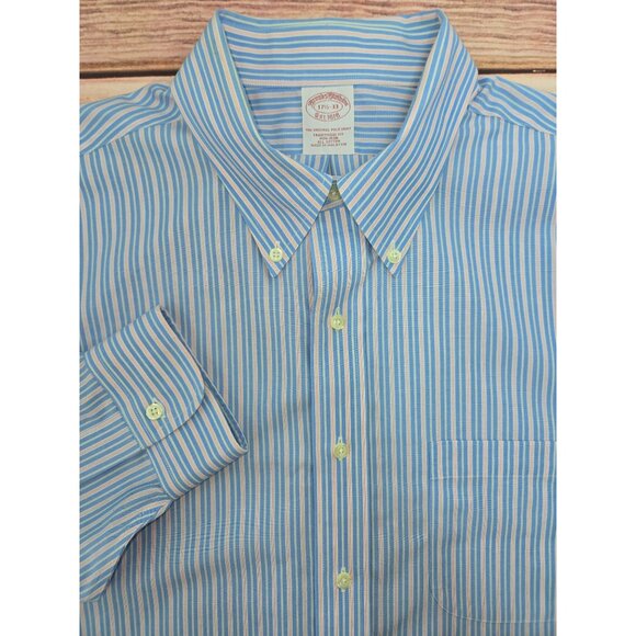 Brooks Brothers Mens Striped Dress Shirt 17.5-33 Non-Iron Traditional Fit - Picture 5 of 7